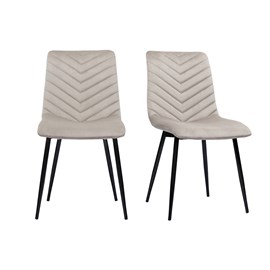 Chaises en tissu velours taupe et métal noir (lot de 2) pumpkin