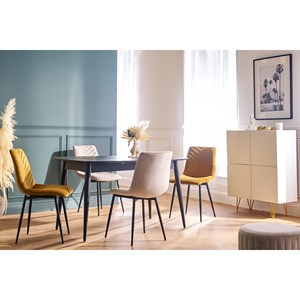 Chaises en tissu velours taupe et métal noir (lot de 2) pumpkin