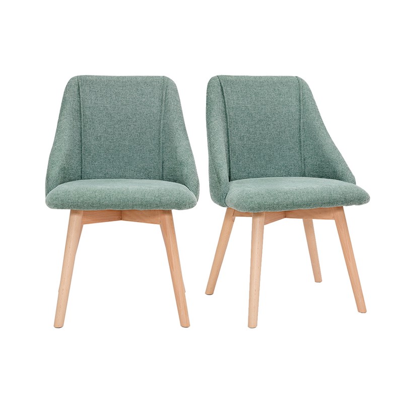 Chaises en tissu effet velours texturé vert céladon (lot de 2) higgins
