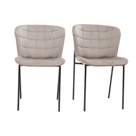Chaises en tissu velours taupe et métal noir (lot de 2) saiga