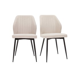 Chaises en tissu effet velours beige et métal noir (lot de 2) fanette