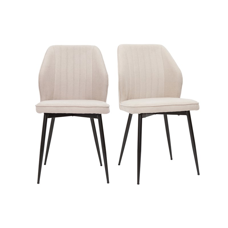Chaises en tissu effet velours beige et métal noir (lot de 2) fanette