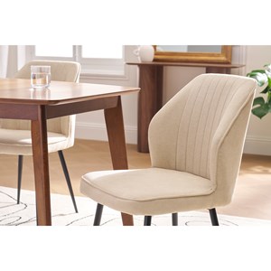 Chaises en tissu effet velours beige et métal noir (lot de 2) fanette