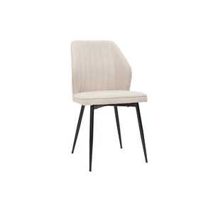 Chaises en tissu effet velours beige et métal noir (lot de 2) fanette