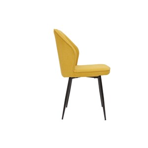 Chaises en tissu effet velours jaune moutarde et métal noir (lot de 2) fanette
