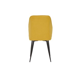 Chaises en tissu effet velours jaune moutarde et métal noir (lot de 2) fanette