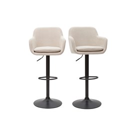 Tabourets de bar réglables tissu effet velours beige et métal (lot de 2) amika