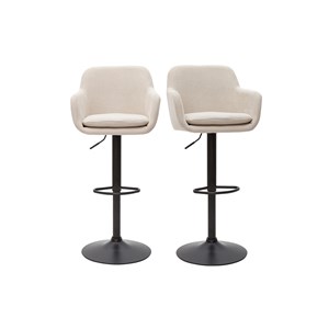 Tabourets de bar réglables tissu effet velours beige et métal (lot de 2) amika