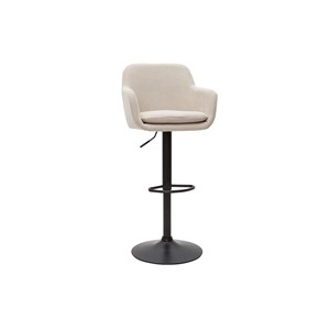 Tabourets de bar réglables tissu effet velours beige et métal (lot de 2) amika