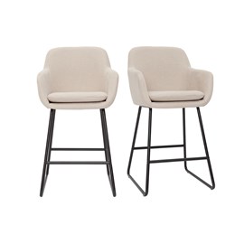 Tabourets de bar en tissu effet velours beige h65 cm (lot de 2) amika