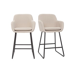 Tabourets de bar en tissu effet velours beige h65 cm (lot de 2) amika