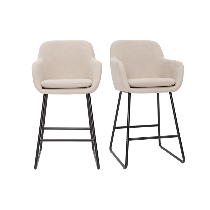 Tabourets de bar en tissu effet velours beige h65 cm (lot de 2) amika