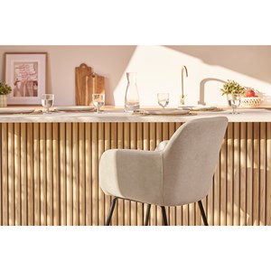 Tabourets de bar en tissu effet velours beige h65 cm (lot de 2) amika