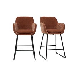 Tabourets de bar en tissu effet velours terre brûlée h65 cm (lot de 2) amika