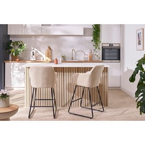 Tabourets de bar en tissu effet velours jaune moutarde h65 cm (lot de 2) amika