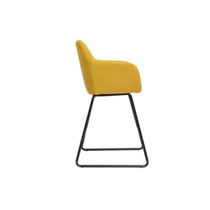 Tabourets de bar en tissu effet velours jaune moutarde h65 cm (lot de 2) amika
