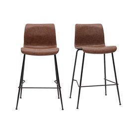 Tabourets de bar fixes marron aspect vieilli h65 cm (lot de 2) harold