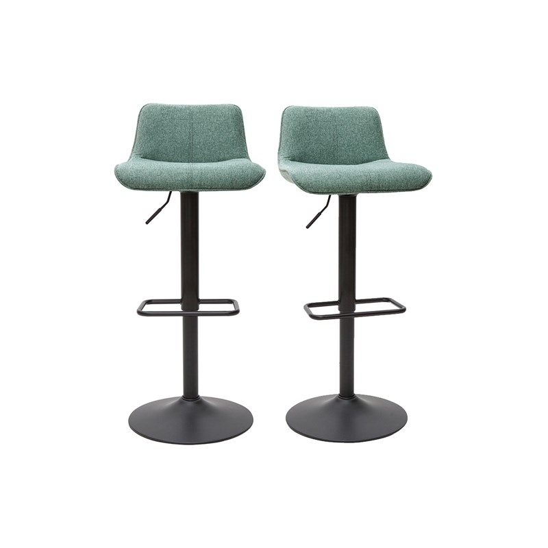 Tabourets de bar réglables en tissu effet velours vert céladon (lot de 2) boost
