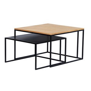 Tables basses gigognes carrées bois manguier massif (lot de 2) tahl