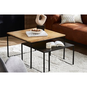 Tables basses gigognes carrées bois manguier massif (lot de 2) tahl