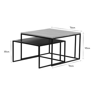 Tables basses gigognes carrées bois manguier massif (lot de 2) tahl