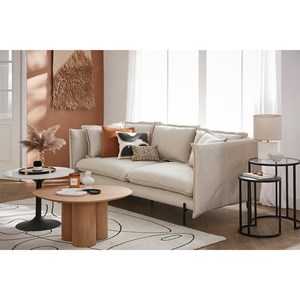 Tables d'appoint gigognes en verre trempé et métal noir tahl