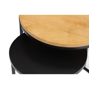 Tables d'appoint gigognes en bois manguier massif et métal noir tahl