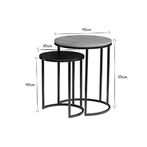 Tables d'appoint gigognes en bois manguier massif et métal noir tahl