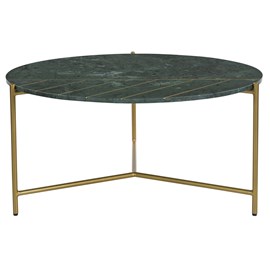 Table basse ronde en marbre vert et laiton d90 cm sillon