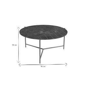 Table basse ronde en marbre vert et laiton d90 cm sillon