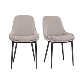 Chaises en tissu velours taupe et métal noir (lot de 2) holo
