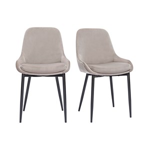 Chaises en tissu velours taupe et métal noir (lot de 2) holo