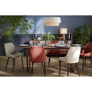 Chaises en tissu velours taupe et métal noir (lot de 2) holo