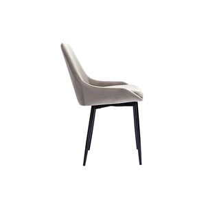 Chaises en tissu velours taupe et métal noir (lot de 2) holo