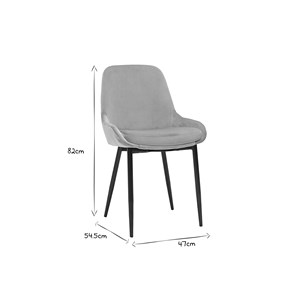 Chaises en tissu velours taupe et métal noir (lot de 2) holo