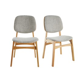 Chaises  en tissu gris clair et bois clair (lot de 2) soquette