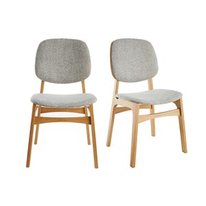 Chaises  en tissu gris clair et bois clair (lot de 2) soquette