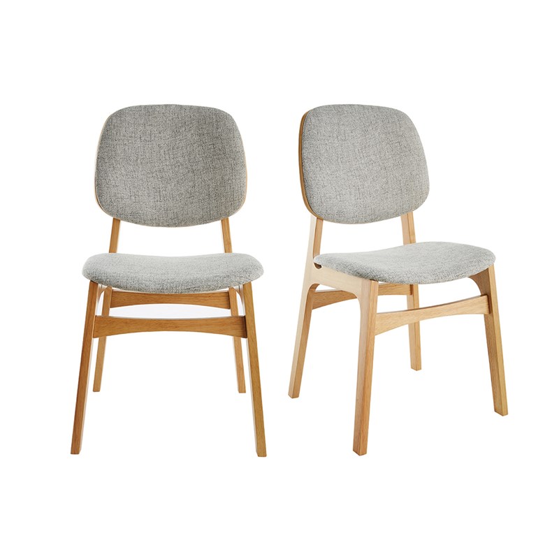 Chaises en tissu gris clair et bois clair (lot de 2) soquette