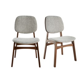 Chaises  en tissu gris clair et bois foncé (lot de 2) soquette