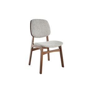 Chaises  en tissu gris clair et bois foncé (lot de 2) soquette