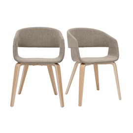 Chaises en tissu taupe et bois clair (lot de 2) slam