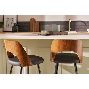 Tabourets de bar noirs et noyer h66.5 (lot de 2) falcom