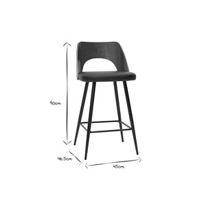 Tabourets de bar noirs et noyer h66.5 (lot de 2) falcom