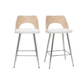 Tabourets de bar bois et blanc h66.5 (lot de 2) falcom