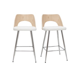 Tabourets de bar bois et blanc h66.5 (lot de 2) falcom