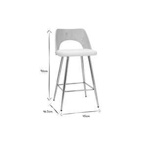 Tabourets de bar bois et blanc h66.5 (lot de 2) falcom