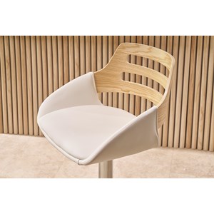 Tabouret de bar relevable blanc et chêne pernik