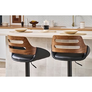 Tabouret de bar relevable noir et noyer pernik