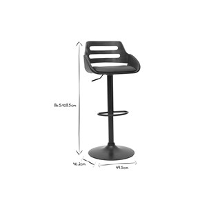 Tabouret de bar relevable noir et noyer pernik