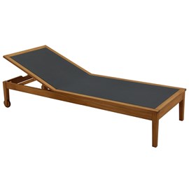 Bain de soleil gris foncé et bois massif naveen